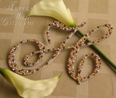 Monogram cake topper using Swarovski crystals